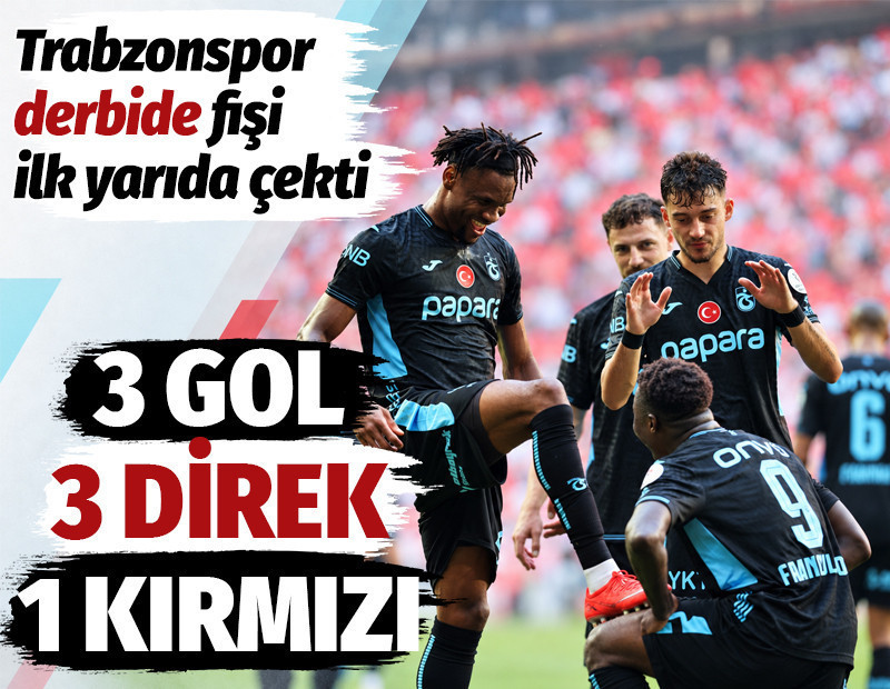 3 gol, 3 direk, 1 kırmızı: Trabzonspor derbiyi 10 kişi kazandı: 0-3