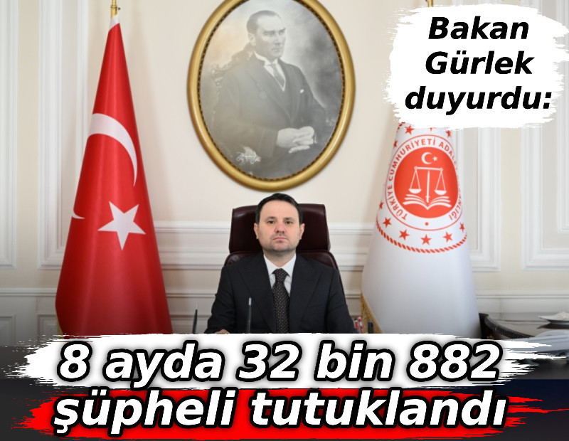 Bakan Gürlek duyurdu: 8 ayda düzenlenen operasyonlarda ⁠32 bin 882 şüpheli tutuklandı