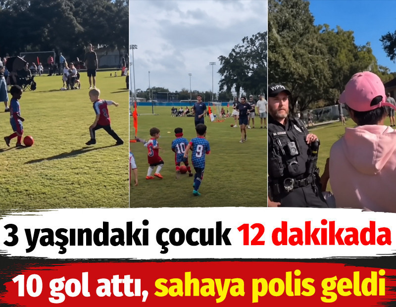3 yaşındaki çocuk 12 dakikada 10 gol attı, sahaya polis geldi