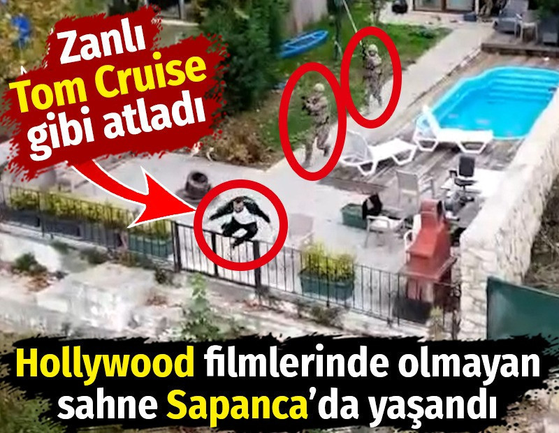 Hollywood filmlerinde olmayan sahne Sapanca'da yaşandı. Zanlı Tom Cruise gibi atladı