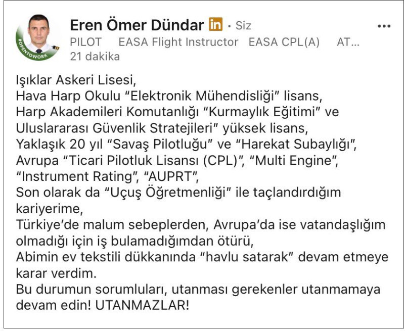 20 yıl savaş uçağı pilotluğu yaptı. Şimdi havlu satıyor. 'Utanmazlar' diye paylaştı - Resim : 2