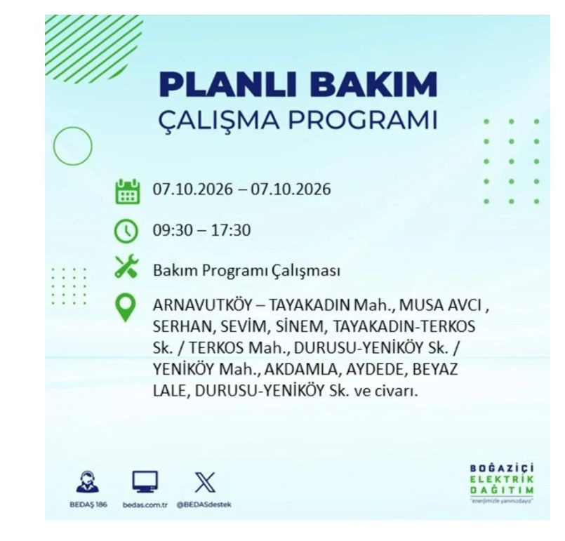 İstanbul’un 25 ilçesi bugün karanlığa gömülecek. İlçe ilçe saat saat duyuruldu - Resim: 10