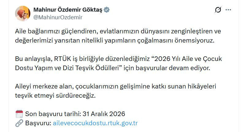 Aile ve çocuk dostu dizilere teşvik: Son başvuru tarihi 31 Aralık - Resim : 1
