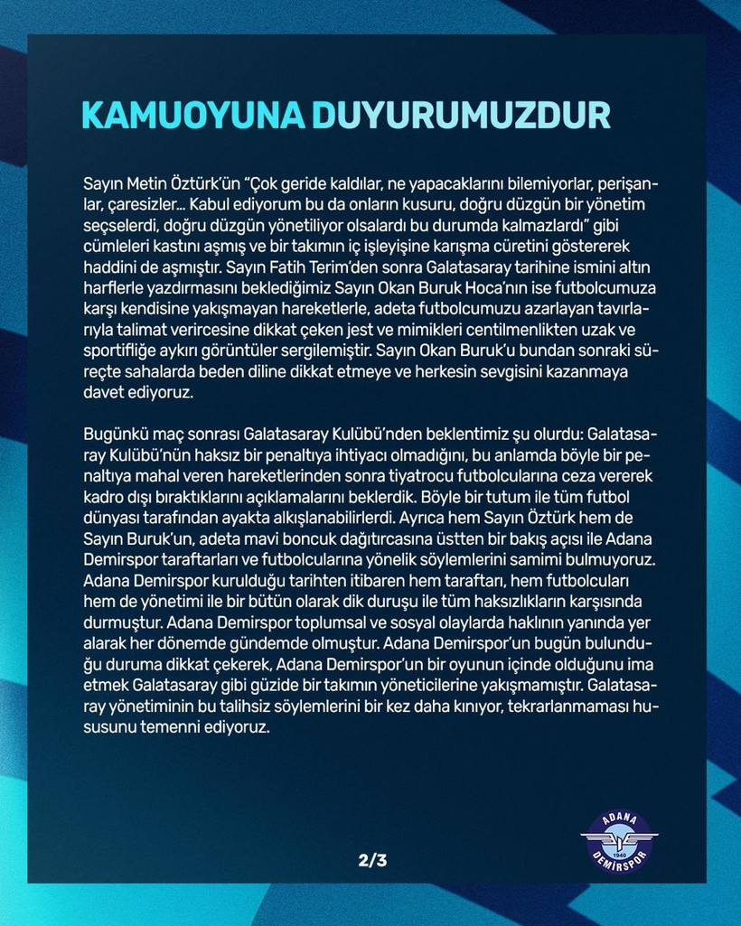 Adana Demirspor neden 18 dakika bekledi? Okan Buruk, Metin Öztürk ve Mertens'e zehir zemberek sözler - Resim : 2