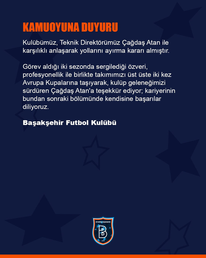 Başakşehir, Çağdaş Atan ile yolları ayırdı - Resim : 1