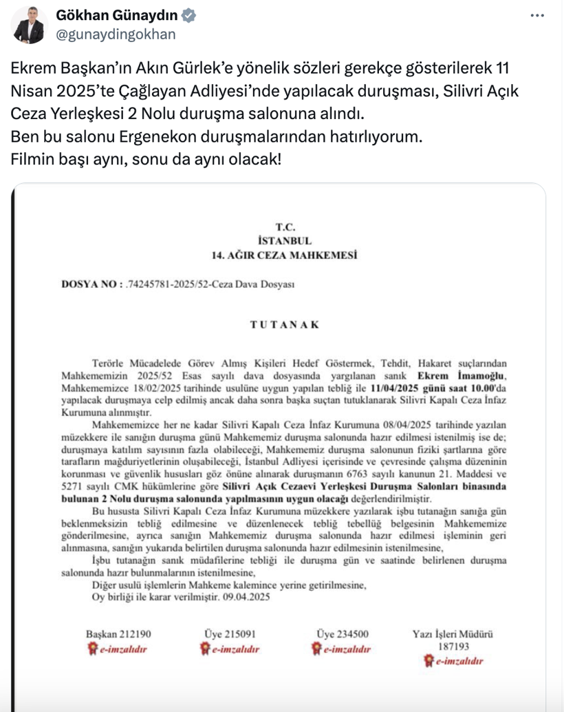 İmamoğlu'nun yargılanacağı davanın yeri değiştirildi - Resim : 1