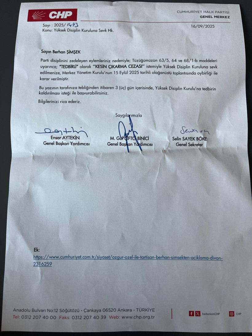 CHP MYK bir ismi daha disipline sevk etti - Resim : 1