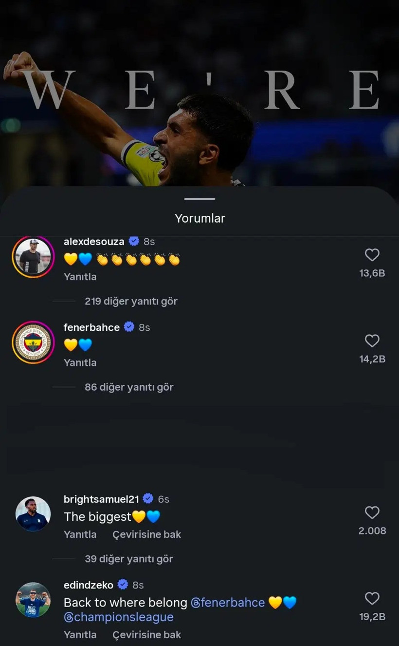 Fenerbahçe'nin Şampiyonlar Ligi sevincine eski yıldızlardan mesaj yağdı - Resim : 1