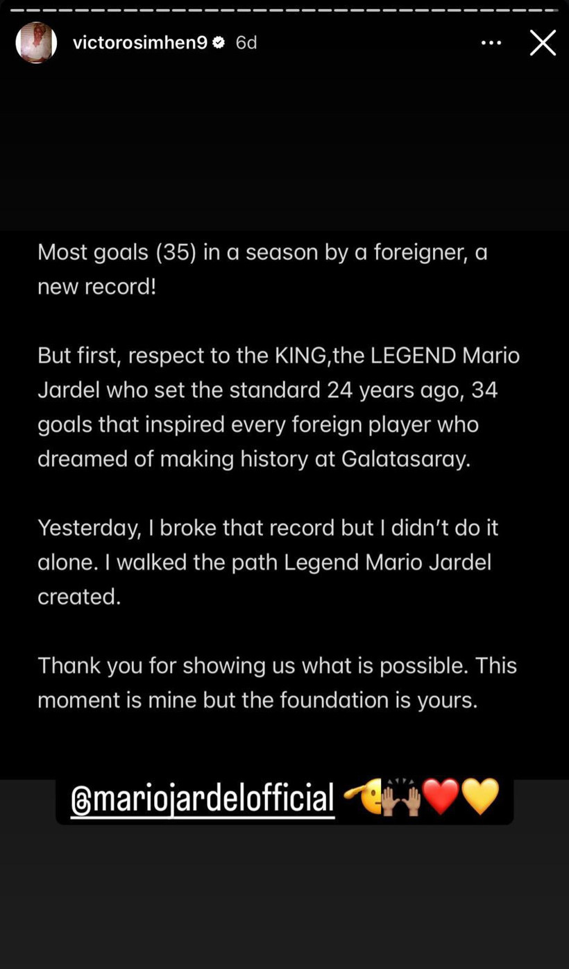 Victor Osimhen'den duygusal paylaşım: Mario Jardel’e saygılar - Resim : 1