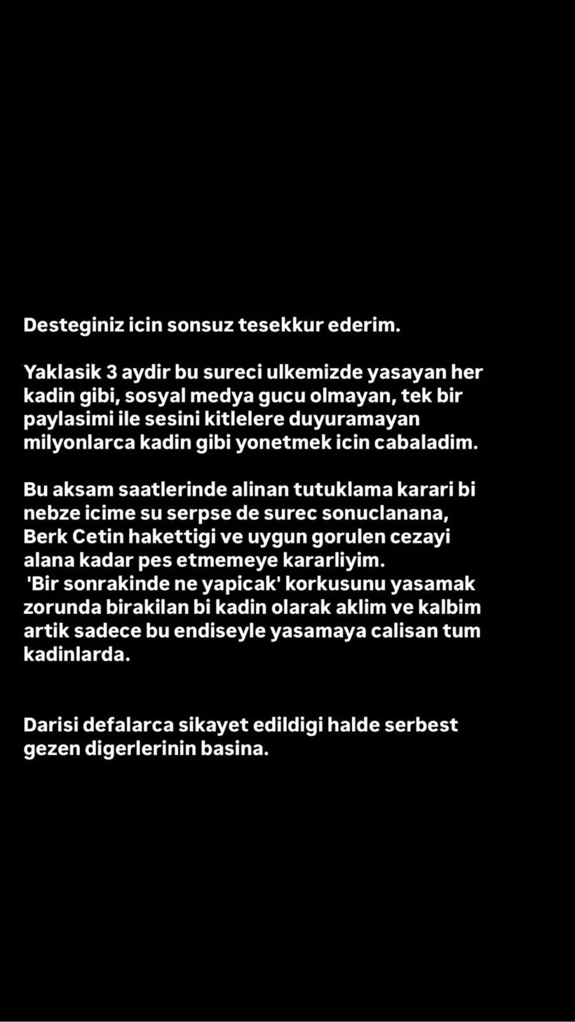 Tutuklama sonrası Danla Bilic'ten açıklama: "Darısı serbest gezen diğerlerinin başına" - Resim : 1