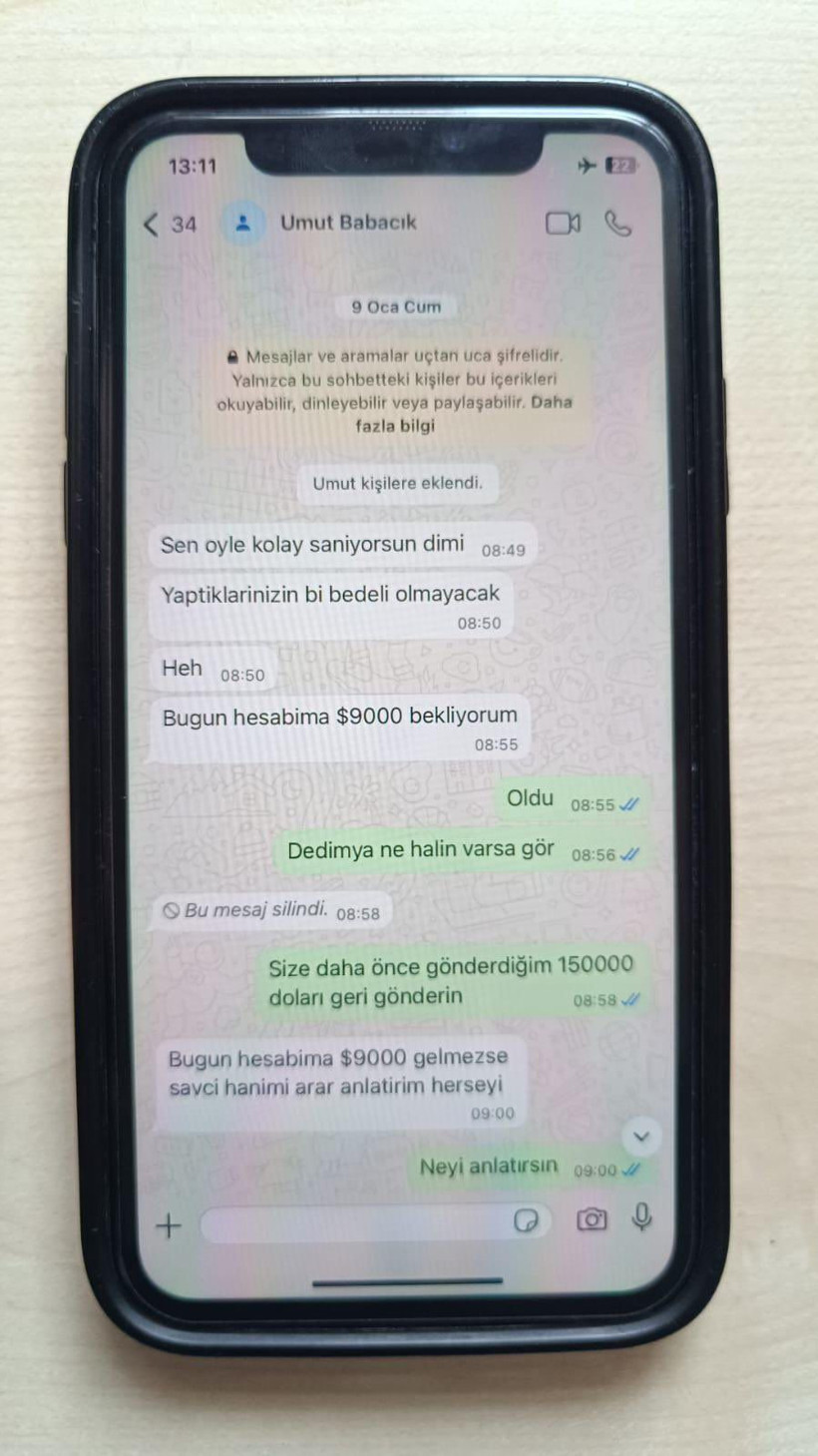 Umut Altaş'ın mesajları ortaya &ccedil;ıktı: 'Parayı g&ouml;nder, yoksa savcıyı ararım' - Resim : 1