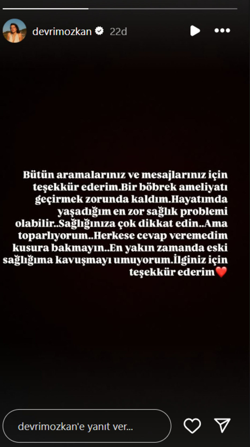 Devrim Özkan böbrek ameliyatı oldu: “Yaşadığım en zor sağlık problemi” - Resim : 1