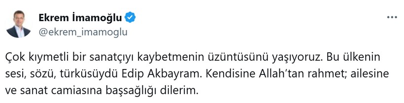 Edip Akbayram için başsağlığı mesajları - Resim: 3