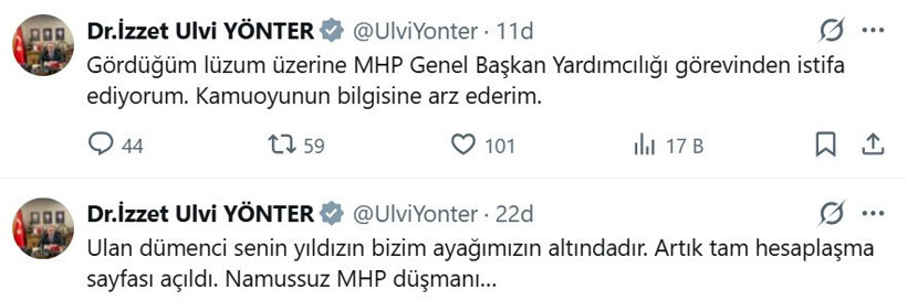 İzzet Ulvi Yönter, MHP Genel Başkan Yardımcılığı görevinden istifa etti - Resim : 1