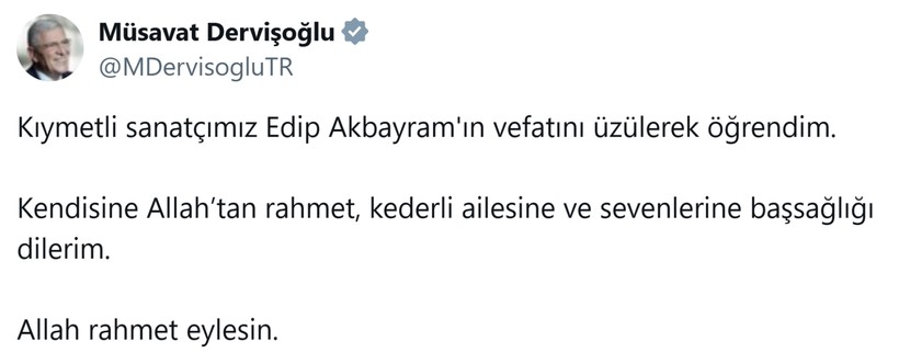 Edip Akbayram için başsağlığı mesajları - Resim: 2