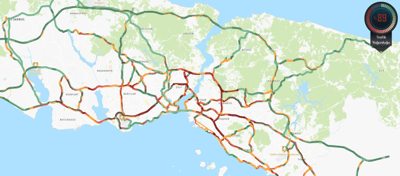 İstanbul’da trafik yoğunluğu yüzde 89'a çıktı. Yağmur ve fırtına uyarısı peş peşe geldi - Resim : 1