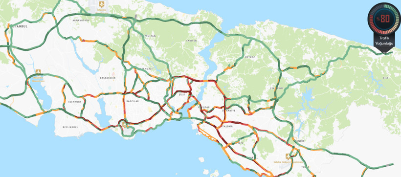 İstanbul'da trafik çilesi. Yoğunluk yüzde 80'e ulaştı - Resim : 1