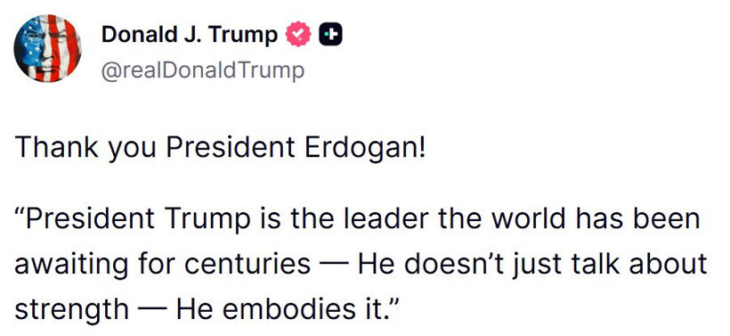 Trump Erdoğan’a teşekkür etti, Ankara yalanladı, paylaşım silindi - Resim : 1