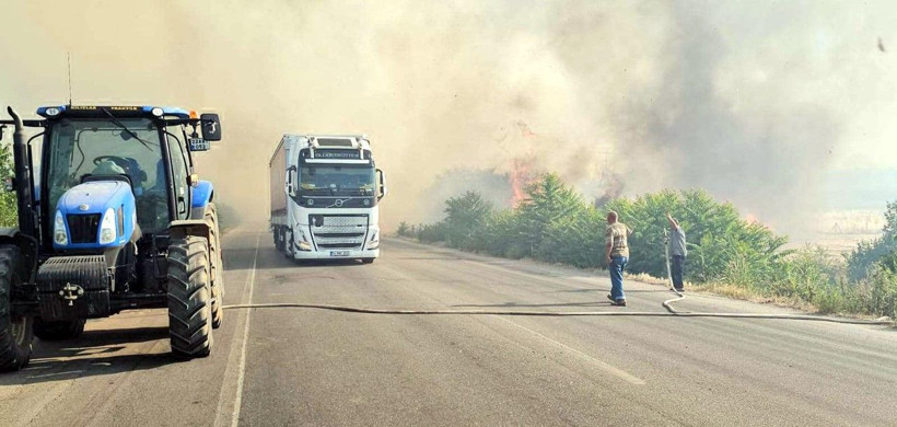 Edirne'de yangın kâbusu: Sınıra giden yol bir süre kapalı kaldı - Resim: 9