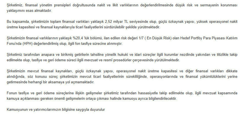 Türkiye'nin büyük market zinciri de fona para kaptırmış. KAP’a açıklama yapınca ortaya çıktı - Resim : 1