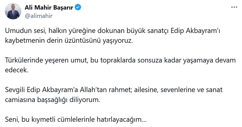 Edip Akbayram için başsağlığı mesajları - Resim: 5