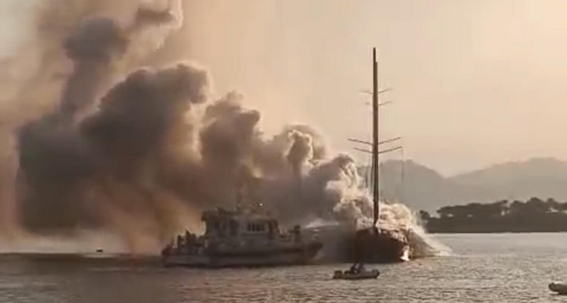 Muğla'da yanan tekne battı - Resim : 2