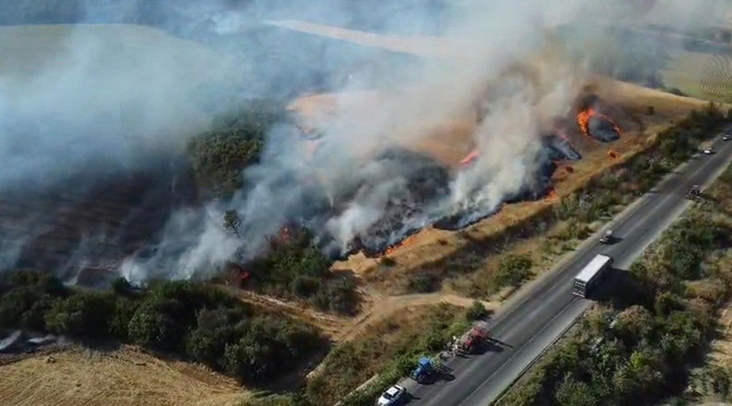 Edirne'de yangın kâbusu: Sınıra giden yol bir süre kapalı kaldı - Resim: 2