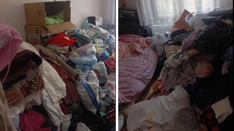 Kötü kokunun geldiği evden tonlarca çöp çıktı - Resim : 1