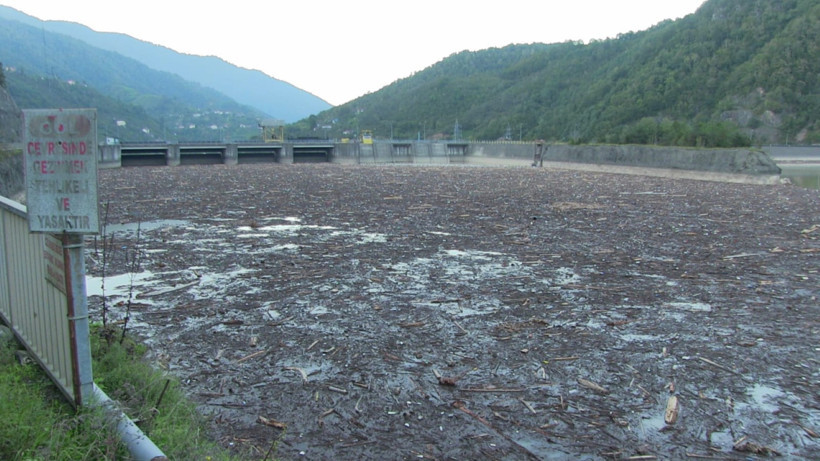 Sel gitti çöpü kaldı: Rengi değişen baraj gölü odunlarla doldu - Resim : 2