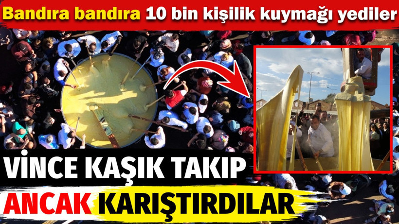Vince kaşık takıp muhlamayı karıştırdılar. 10 bin kişi kuymak yedi - Resim : 1