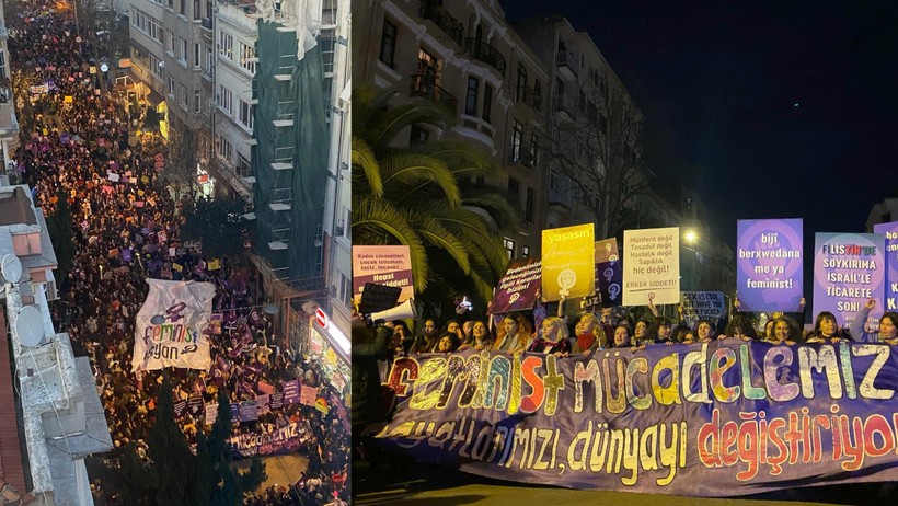 Kadınlar yasağa rağmen Taksim'de buluştu - Resim : 1