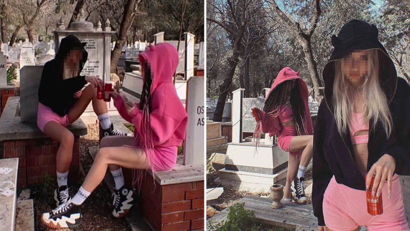 Saygısızlığın bu kadarı: Mezarlıkta iskambil partisi - Resim : 1