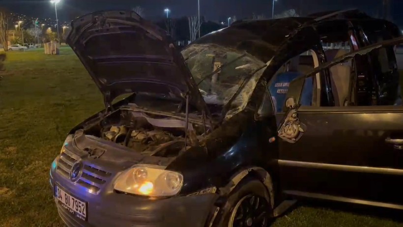 Maltepe'de hafif ticari araç yoldan çıkarak takla attı: Yaralılar var - Resim : 2