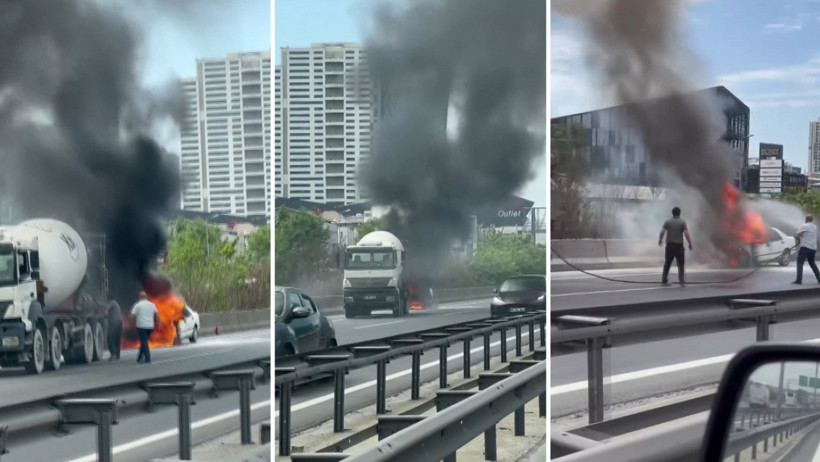 İstanbul'da trafik durma noktasına geldi: Yangın tüpleri boş çıktı, mikserin suyu yetmedi - Resim : 1
