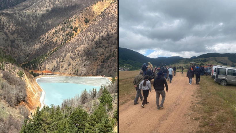 Köylüler, siyanür havuzunun önüne set oldu - Resim : 1