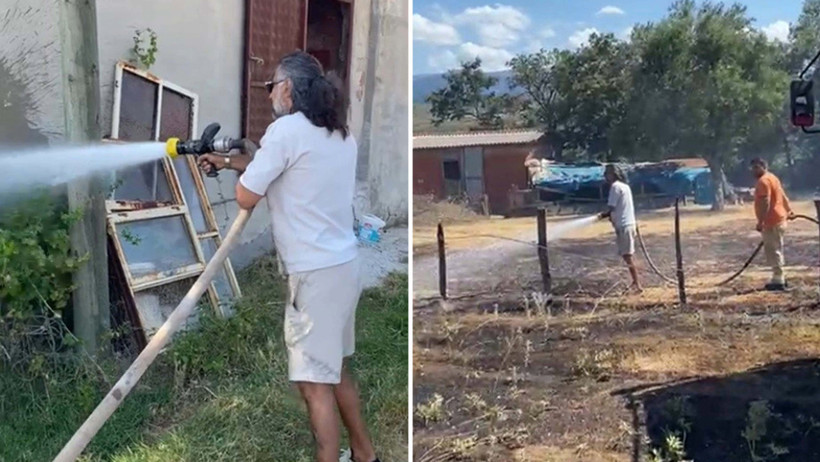 Oyuncu Kenan Çoban, Çanakkale'de çıkan yangına müdahale etti - Resim : 1