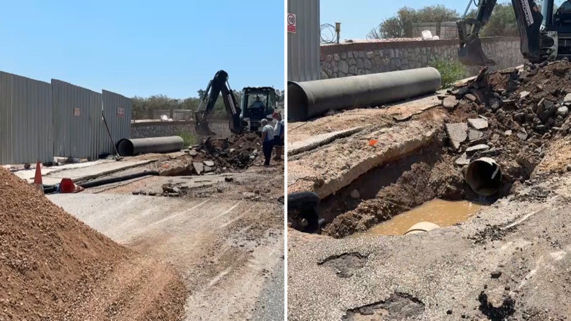 Ana isale hattı patladı, tonlarca su boşa aktı: Yol trafiğe kapandı - Resim : 1