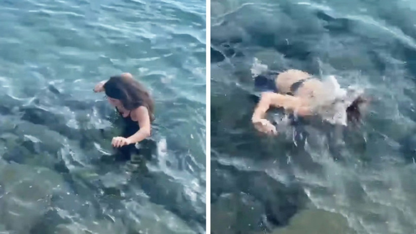 Yasemin Yürük telefonunu denize düşürdü, peşinden suya atladı - Resim : 1