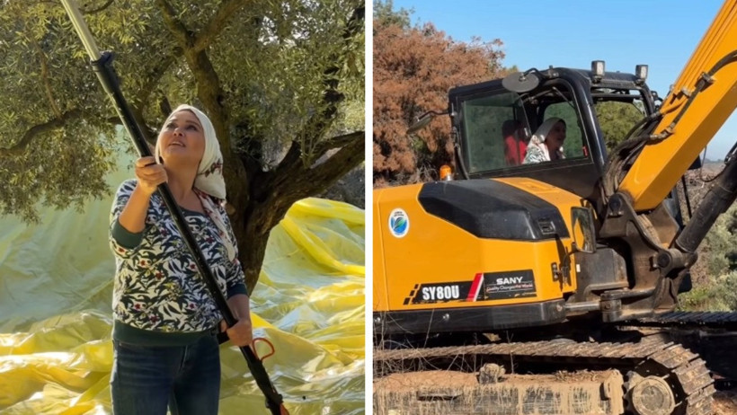 Nurgül Yeşilçay İstanbul'dan kaçmıştı: Köyde zeytin topladı, kepçe kullandı - Resim : 1