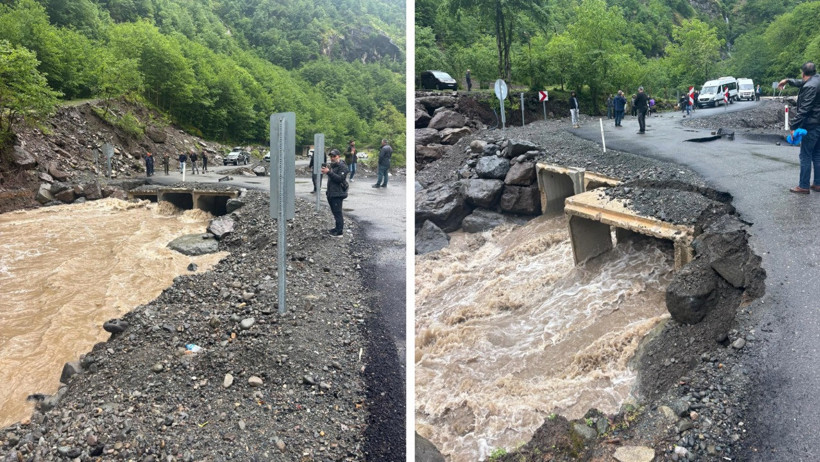 Artvin'de dere taştı, köprü hasar gördü - Resim : 2