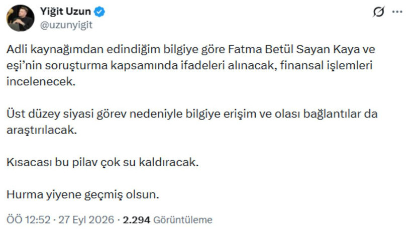 Fatma Betül Sayan Kaya ve eşinin ifadesi alınacak iddiası - Resim : 2
