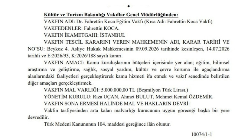 Fahrettin Koca vakıf kurdu - Resim : 1
