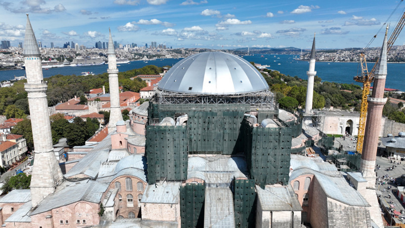 Ayasofya'yı görenler şaşkına döndü! Kubbenin üzerindeki örtünün sırrı ne? - Resim : 3