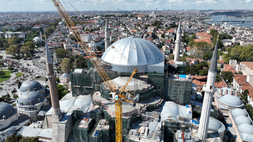 Ayasofya'yı görenler şaşkına döndü! Kubbenin üzerindeki örtünün sırrı ne? - Resim : 5