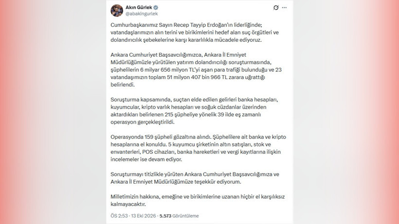 Bakan Akın G&uuml;rlek duyurdu: 6,6 milyarlık para trafiği ortaya &ccedil;ıktı - Resim : 1