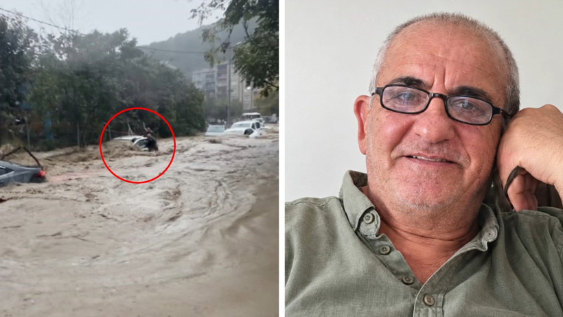 Selde kaybolan iki kişinin son g&ouml;r&uuml;nt&uuml;leri ortaya &ccedil;ıktı. Araca tutunarak kurtulmaya &ccedil;alıştı - Resim : 2