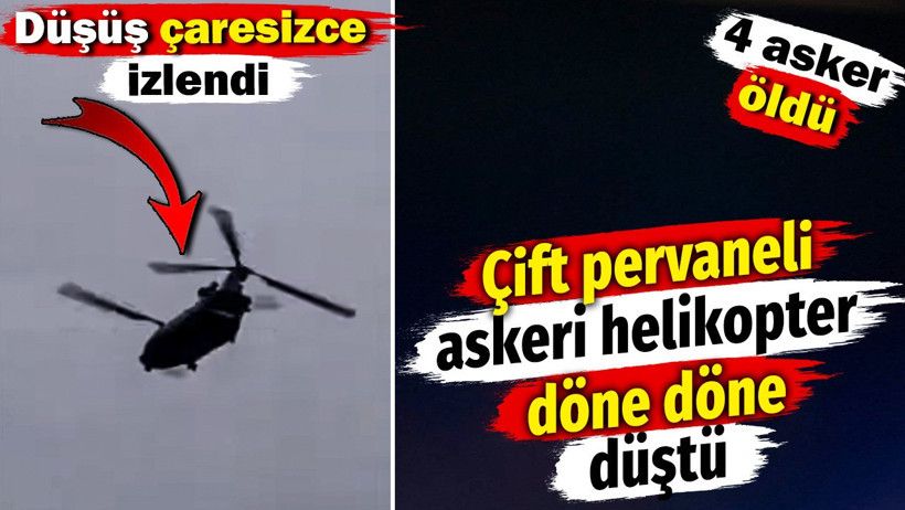 Çift pervaneli askeri helikopter döne döne düştü. Düşüş çaresizce izlendi - Resim : 1