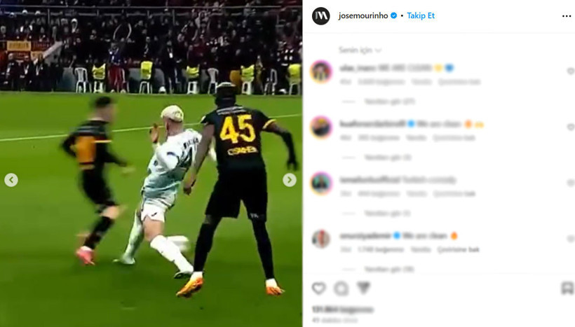 Mourinho'dan dikkat çeken paylaşım: Galatasaray'ın kazandığı penaltıya tepki - Resim : 1