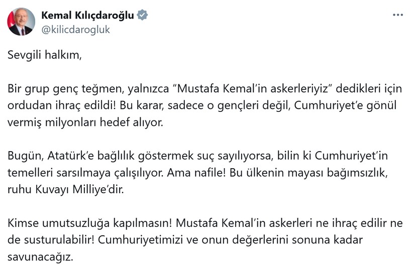 Teğmenlerin ihraç edilmesine sert tepki: 'Bu kararın hesabını soracağız' - Resim: 7