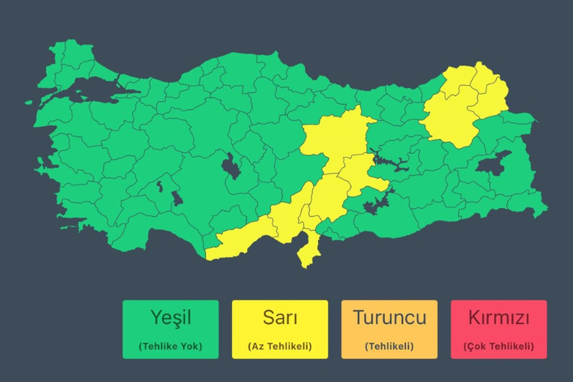 İçişleri Bakanlığı'ndan 11 şehre uyarı: Sarı alarm verildi, valilikler bilgilendirildi - Resim : 1